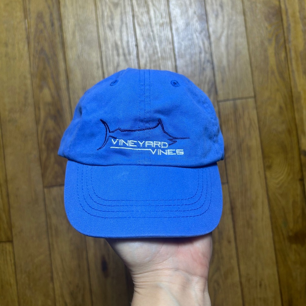 Vineyard Vines Kids Blue Marlin Logo Adjustable Baseball Hat Cap Cotton Twill